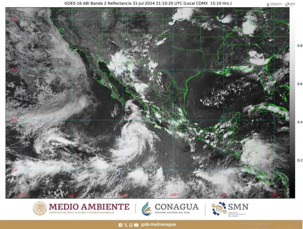 La depresión tropical Tres-E se intensificó a la  tormenta tropical 'Carlotta', en el océano Pacífico. Foto Conagua