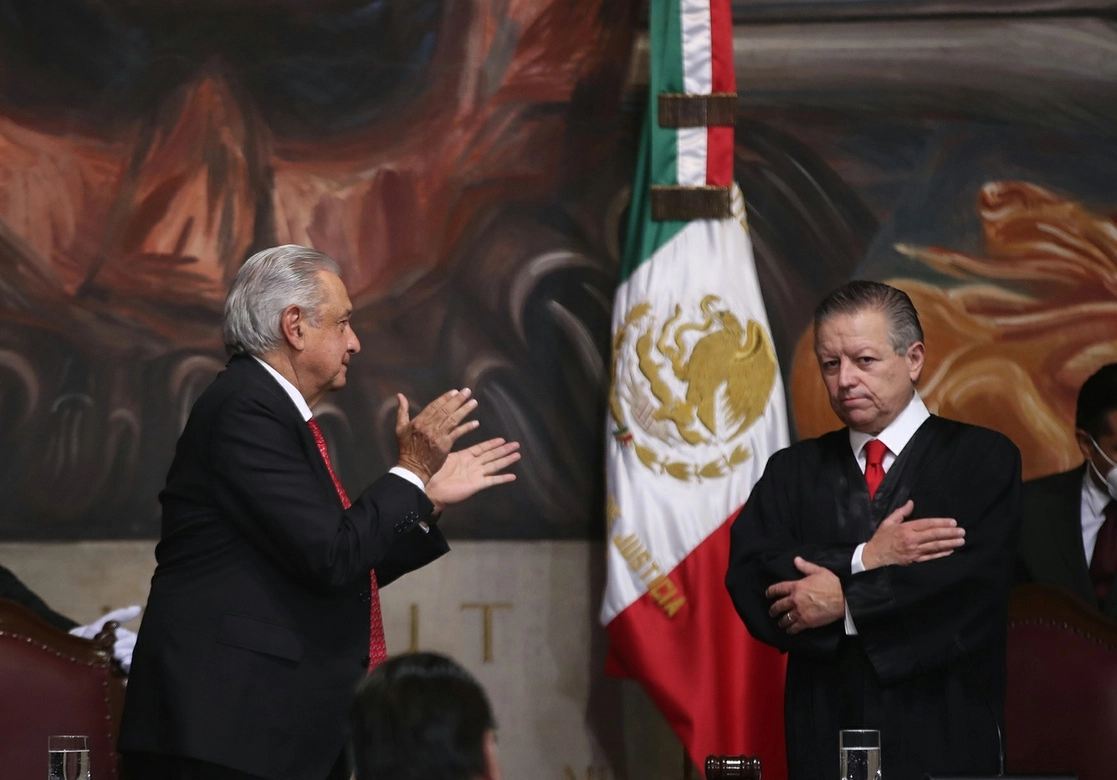 Arturo Zaldívar, titular de la Suprema Corte de Justicia de la Nación, presentó su informe anual de labores. En el acto estuvieron presentes el presidente Andrés Manuel López Obrador y representantes del Congreso de la Unión. Foto José Antonio López