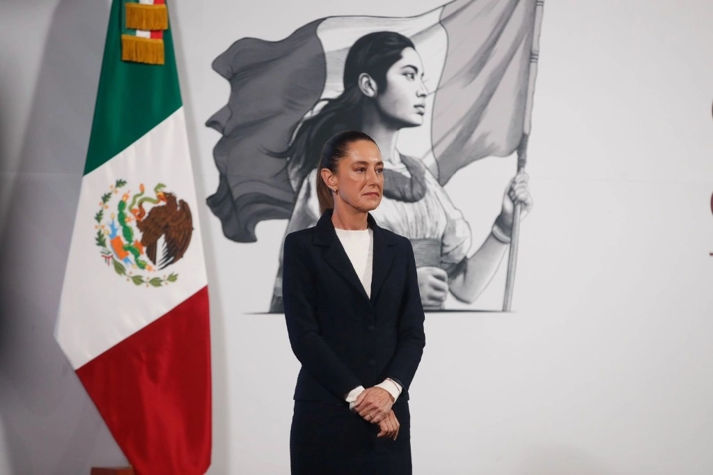 La presidenta Claudia Sheinbaum durante la conferencia matutina realizada en Palacio Nacional, el 23 de diciembre de 2024. Foto Cristina Rodríguez

