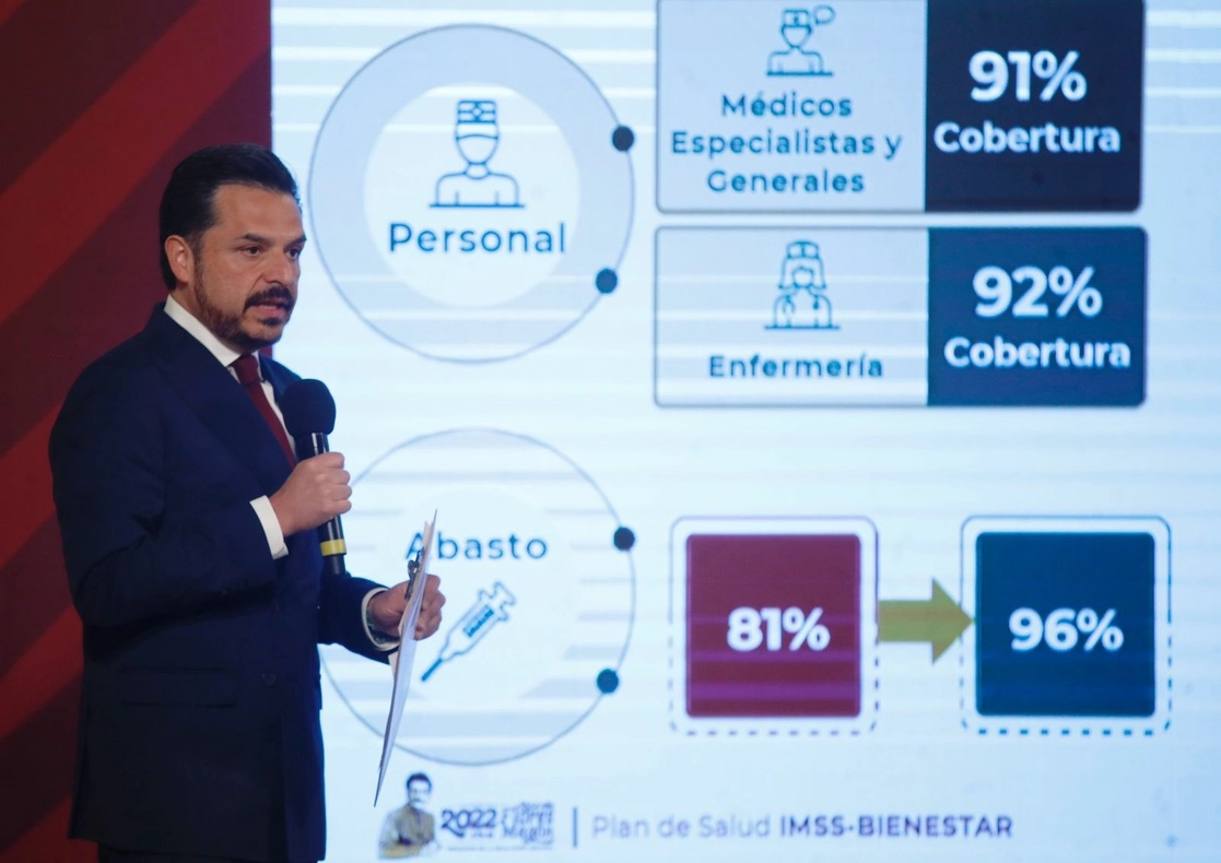 El director general del Instituto Mexicano del Seguro Social (IMSS), Zoé Robledo, durante la conferencia matutina en Palacio Nacional, en la Ciudad de México, el 15 de noviembre de 2022. Foto Cristina Rodríguez
