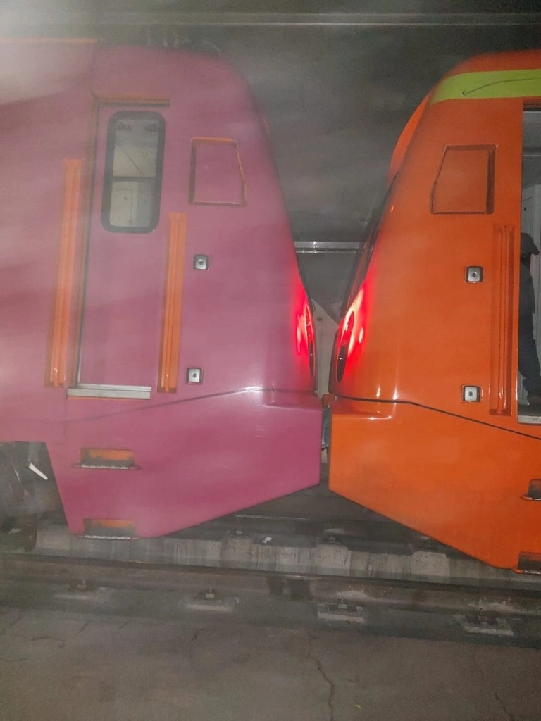 El incidente ocurrió en la zona de vías secundarias de la estación Mixcoac. No hubo lesionados. Foto tomada de redes sociales.