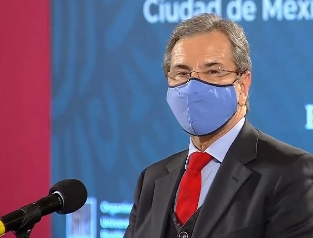El titular de la SEP, Esteban Moctezuma durante conferencia de prensa. Fotograma tomado del video emitido por el Gobierno de México