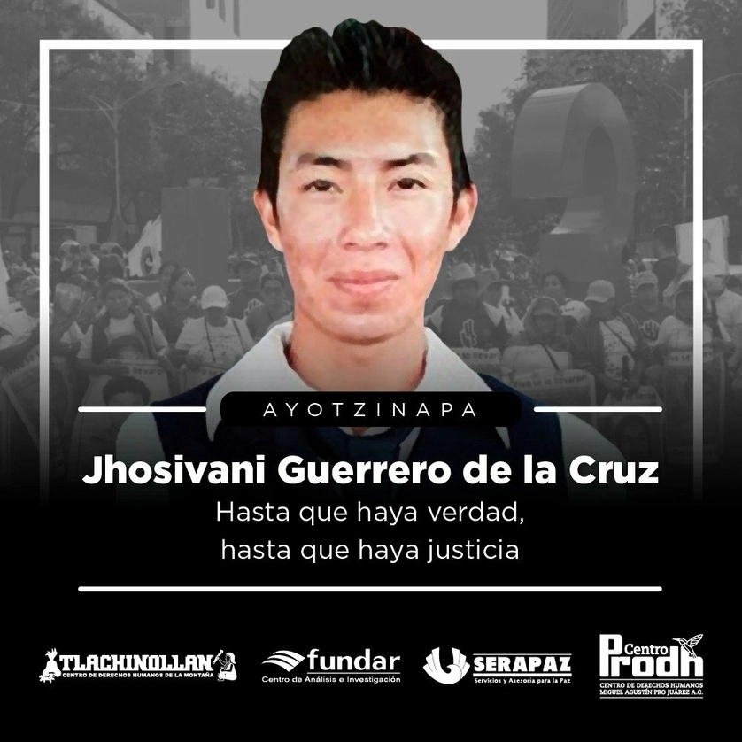 El Centro Prodh informó sobre la identificación genética de Jhosivani Guerrero de la Cruz. Foto tomada de la cuenta de Twitter @CentroProdh
