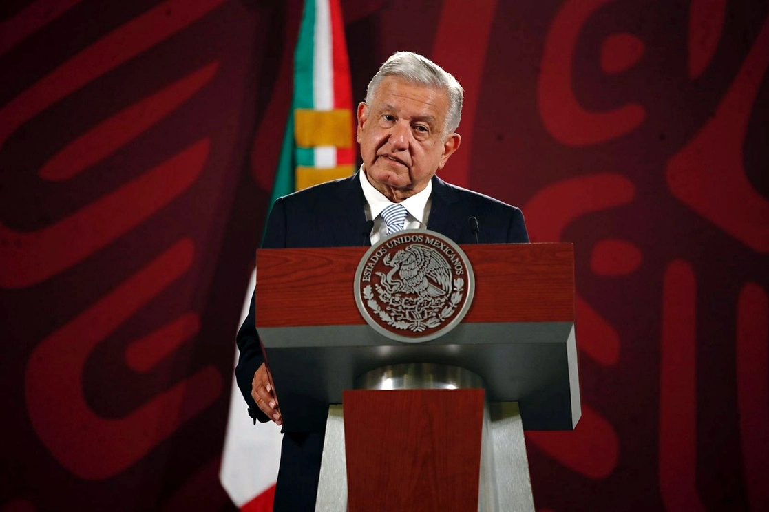 El presidente de México, Andrés Manuel López Obrador, durante su conferencia matutina en Palacio Nacional, en la Ciudad de México, el 24 de agosto de 2022. Foto Cristina Rodríguez