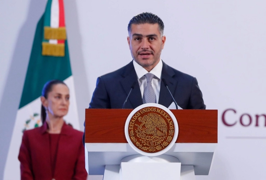 El secretario de Seguridad y Protección Ciudadana, Omar García Harfuch, durante la conferencia matutina desde Palacio Nacional, el 29 de octubre de 2024. Foto Cuartoscuro
