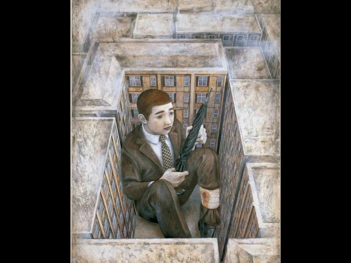 La obra ‘Soldado’ del artista japonés Tetsuya Ishida, de 1993. Foto tomada del catálogo de la exposición dedicada al pintor en 2019 en el Museo Reina Sofía a través del sitio https://www.museoreinasofia.es/sites/default/files/publicaciones/catalogosPDF/tetsuya_ishida_espanol._imprenta_1.pdf