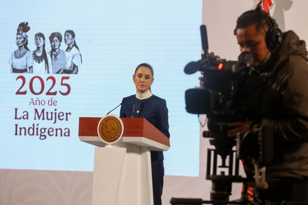 La presidenta Claudia Sheinbaum, durante su conferencia de prensa de este lunes 13 de enero. Foto Cuartoscuro 