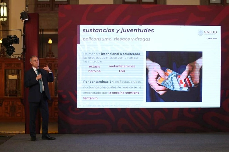 El subsecretario de Salud, Hugo López-Gatell, durante la conferencia presidencial matutina en Palacio Nacional, en la Ciudad de México, el 13 de junio de 2023. Foto Yazmín Ortega Cortés
