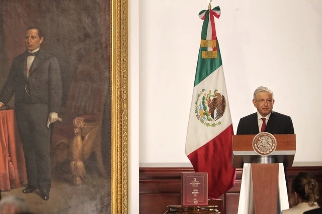 El presidente Andrés Manuel López Obrador durante la presentación de su Tercer Informe de Gobierno. Foto Marco Peláez