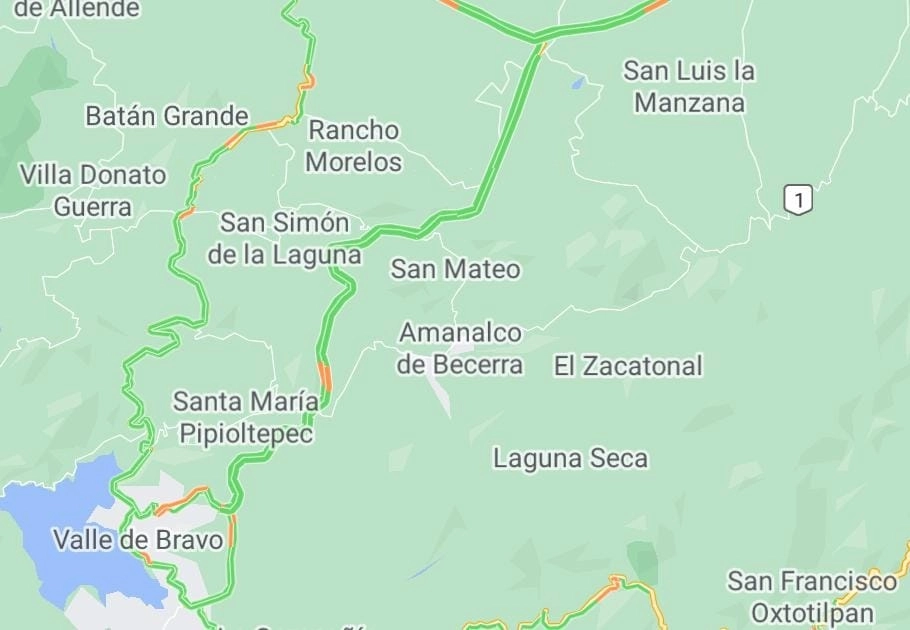 De acuerdo con la coordinación de Morena en el Valle de Toluca, son 28 empleados de Amanalco los que fueron agredidos y ocho de ellos requirieron hospitalización, de los cuales 4 se les reporta como graves. Imagen de Google Maps