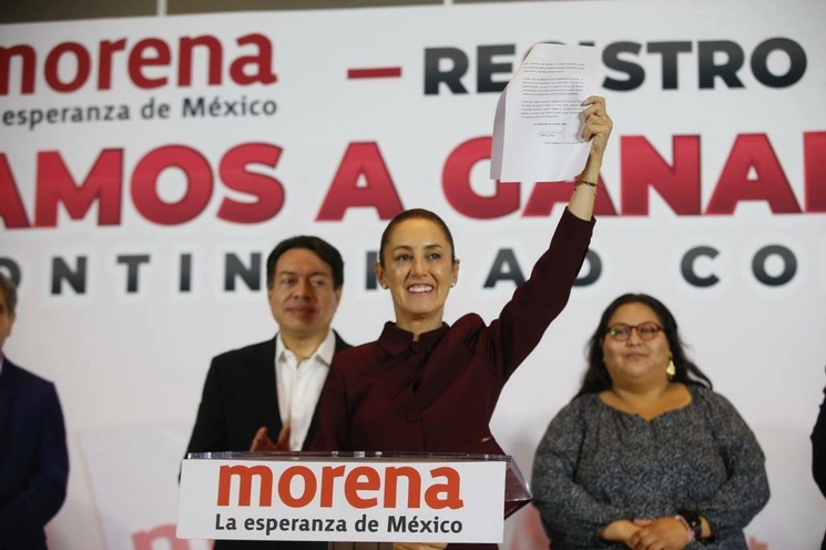 Claudia Sheinbaum oficializa su registro como aspirante a coordinar defensa de la 4T. Foto José Antonio López/ La Jornada