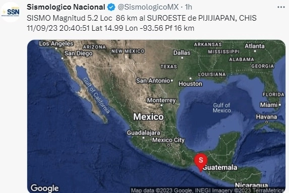 “Se activó el monitoreo y hasta el momento no hay reporte de daños”, dijo una fuente de Protección Civil. Foto Sismológico Nacional
