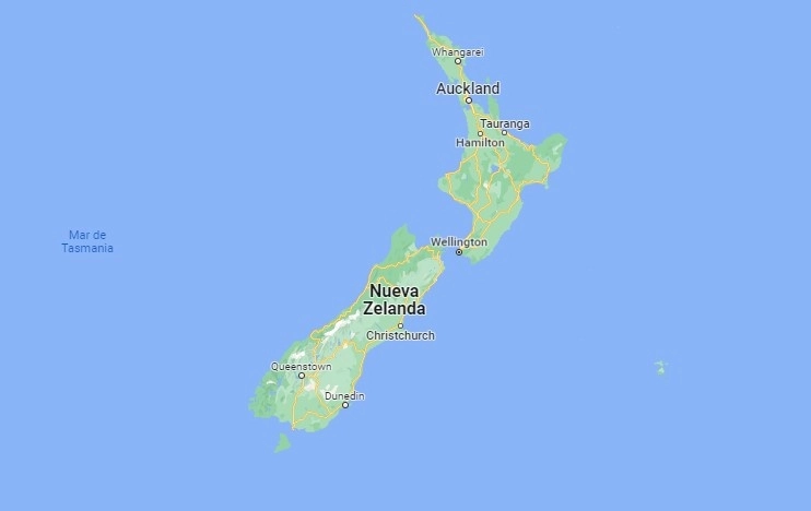 El sismo ocurrió cerca de las islas Kermadec, a unos 900 kilómetros al noreste de la Isla Norte de Nueva Zelanda. Imagen de Google Maps