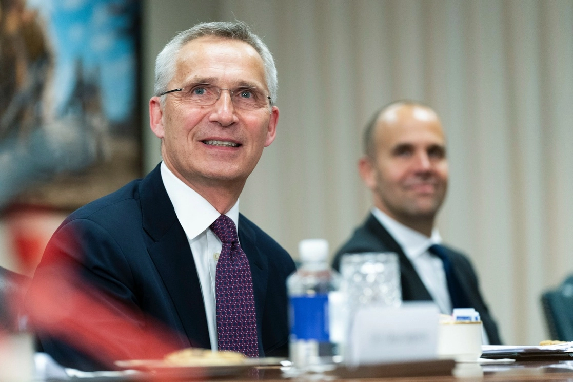 El secretario general Jens Stoltenberg durante una reunión en el Pentágono en Washington. Foto Ap