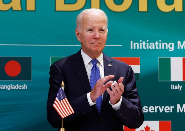 El presidente de Estados Unidos, Joe Biden, en la cumbre del G20 en Nueva Delhi, India. Foto Ap
