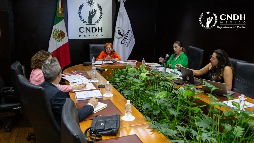 La presidenta de CNDH, Rosario Piedra encabezó las reuniones con las misiones internacionales. Foto Comisión Nacional de los Derechos Humanos