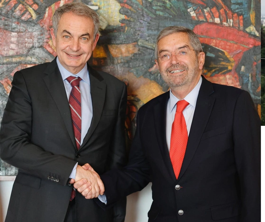 El canciller Juan Ramón de la Fuente (der) junto con el ex presidente de España, José Luis Rodríguez Zapatero. Foto 