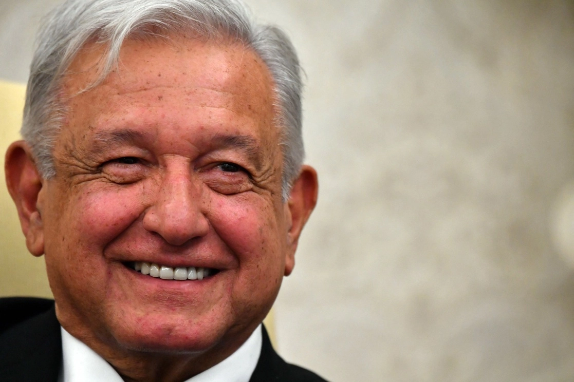 El presidente Andrés Manuel López Obrador durante su reunión de ayer con su homólogo de Estados Unidos, Joe Biden, en la Casa Blanca. Foto Afp