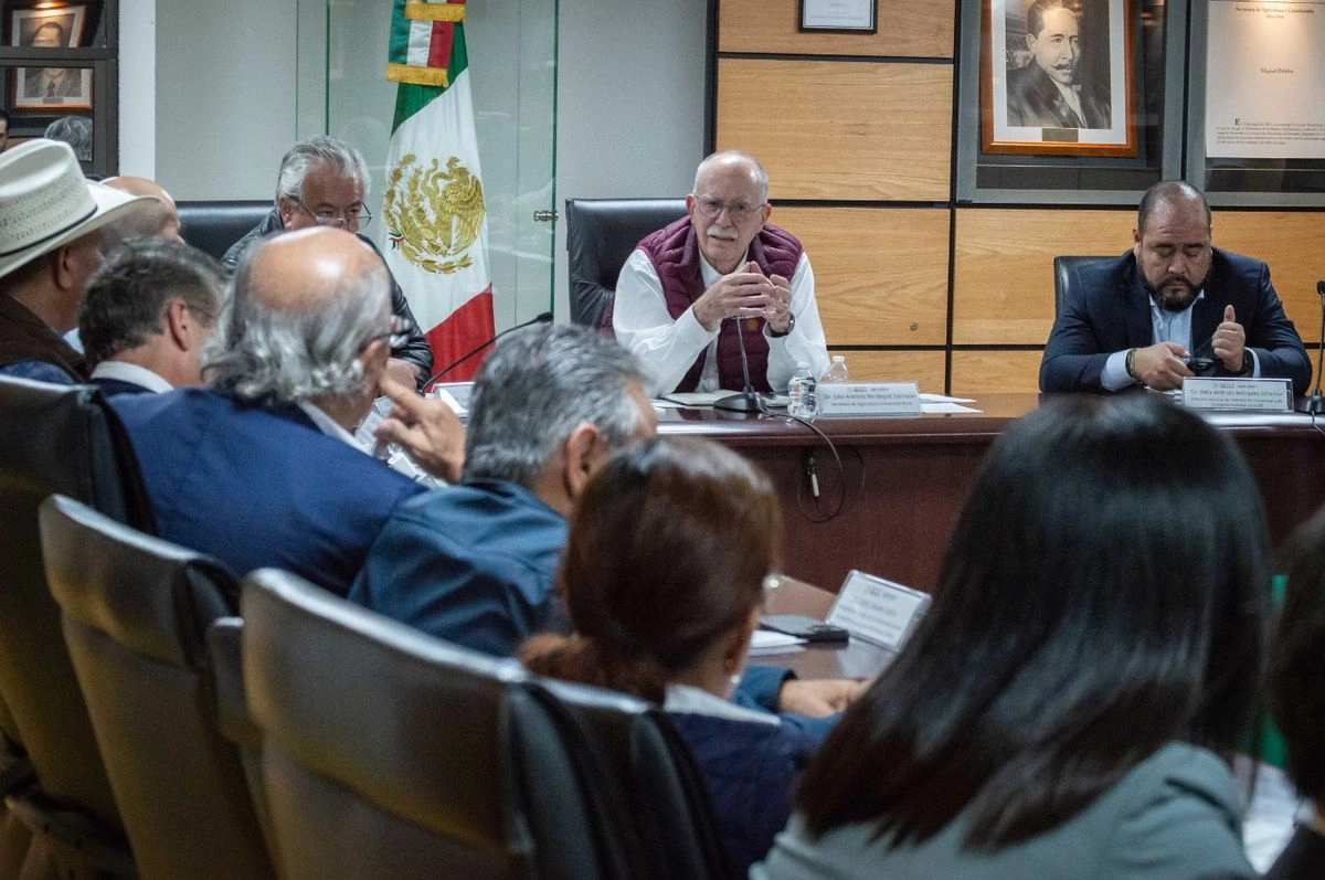 El titular de Sader, Julio Berdegué encabezó el encuentro con la industria azucarera y organizaciones cañeras. Foto tomada de la cuenta de X 