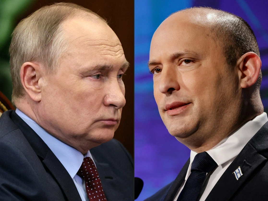 El presidente ruso, Vladimir Putin, y el primer ministro de Israel, Naftali Bennett. Foto Afp