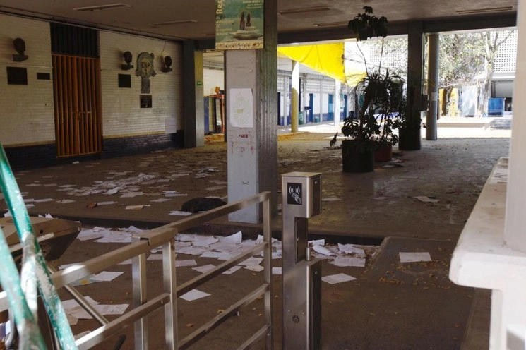 Perspectiva del interior de la Preparatoria 7 este 28 de enero de 2019. Foto Cristina Rodríguez