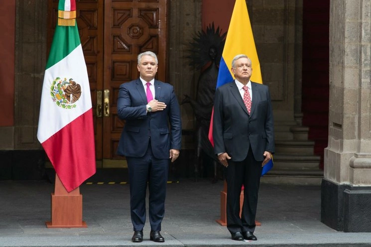 El presidente Andrés Manuel López Obrador recibe al presidente de la República de Colombia, Iván Duque Márquez, en Palacio Nacional, el 10 de marzo de 2020. La Jornada / Pablo Ramos