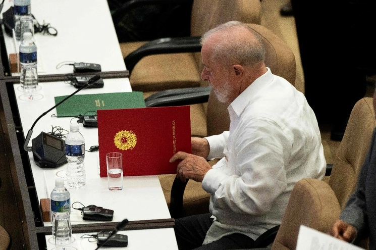 El presidente de Brasil, Luis Inácio Lula da Silva, durante la Cumbre del G77 + China en el Palacio de Convenciones de La Habana, el 16 de septiembre de 2023. Foto Afp