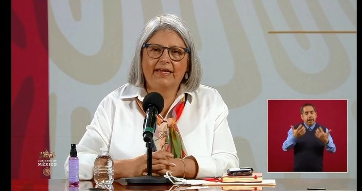 Graciela Márquez durante la conferencia de este jueves. Foto @SE_mx