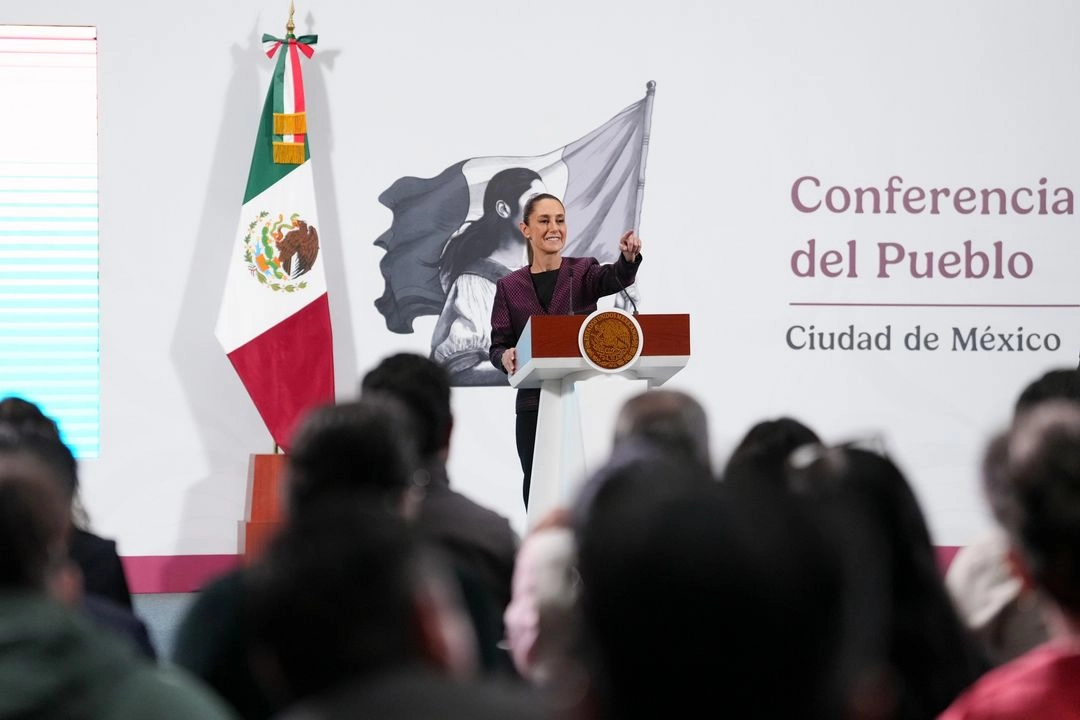 La presidenta de México, Claudia Sheinbaum, durante su conferencia matutina en Palacio Nacional, en la Ciudad de México, el 11 de junio de 2025. 
