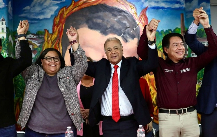 En conferencia de prensa conjunta, encabezada por el presidente nacional de Morena, Mario Delgado, y el dirigente del PT, Alberto Anaya, los petistas explicaron que la decisión busca mantener la unidad y garantizar la coalición para las elecciones presidenciales de 2024, el 30 de mayo de 2023. Foto Luis Castillo