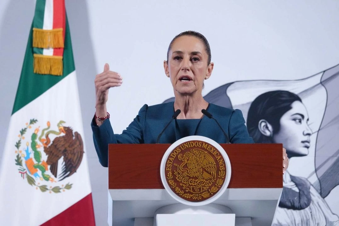 La presidenta Claudia Sheinbaum, durante su conferencia de esta mañana del 20 de marzo. 