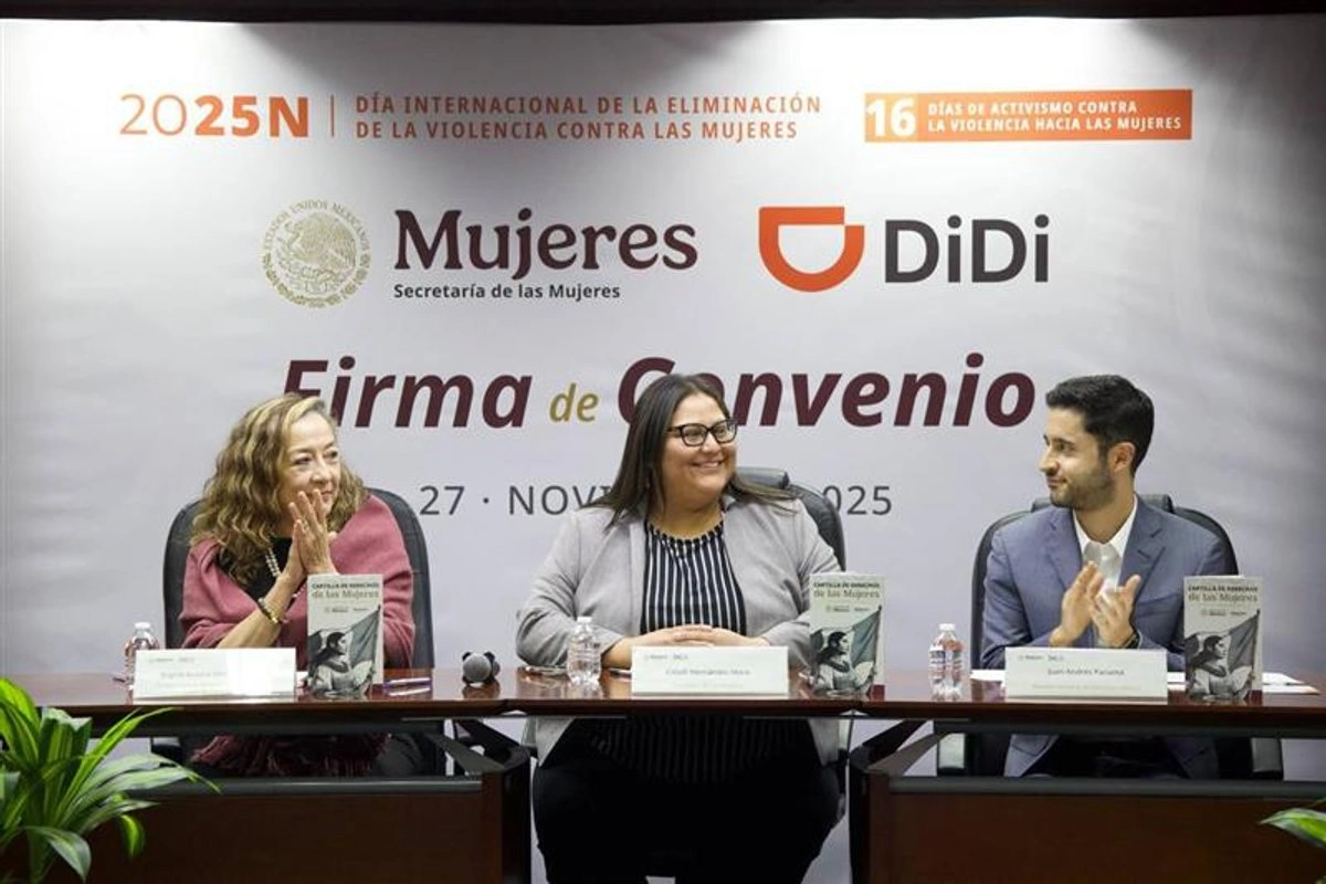 El Convenio Secretaría de las Mujeres–Didi tendrá vigencia hasta 2030 y está orientada a fortalecer los derechos de las mujeres en la movilidad digital. Foto