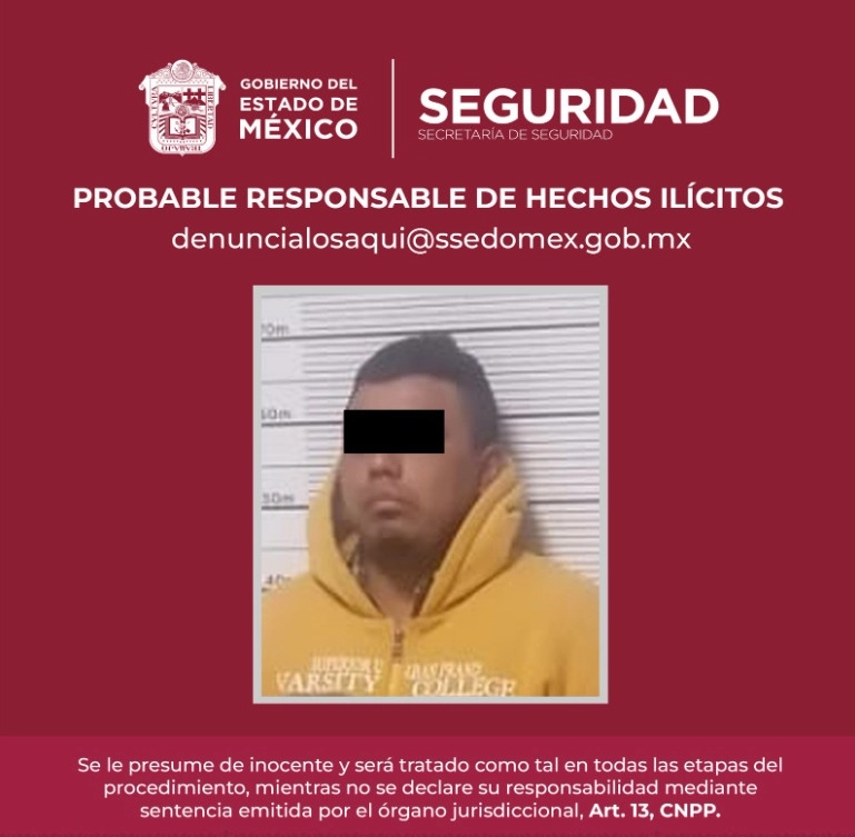 La FGJEM informó que se logró aprehender a un sujeto identificado como Santiago Ramón “N”, a quien identifican como parte de este grupo criminal, y lo responsabilizan de actos de extorsión y secuestro en el Valle de Toluca. Imagen tomada de la red social X @SS_Edomex