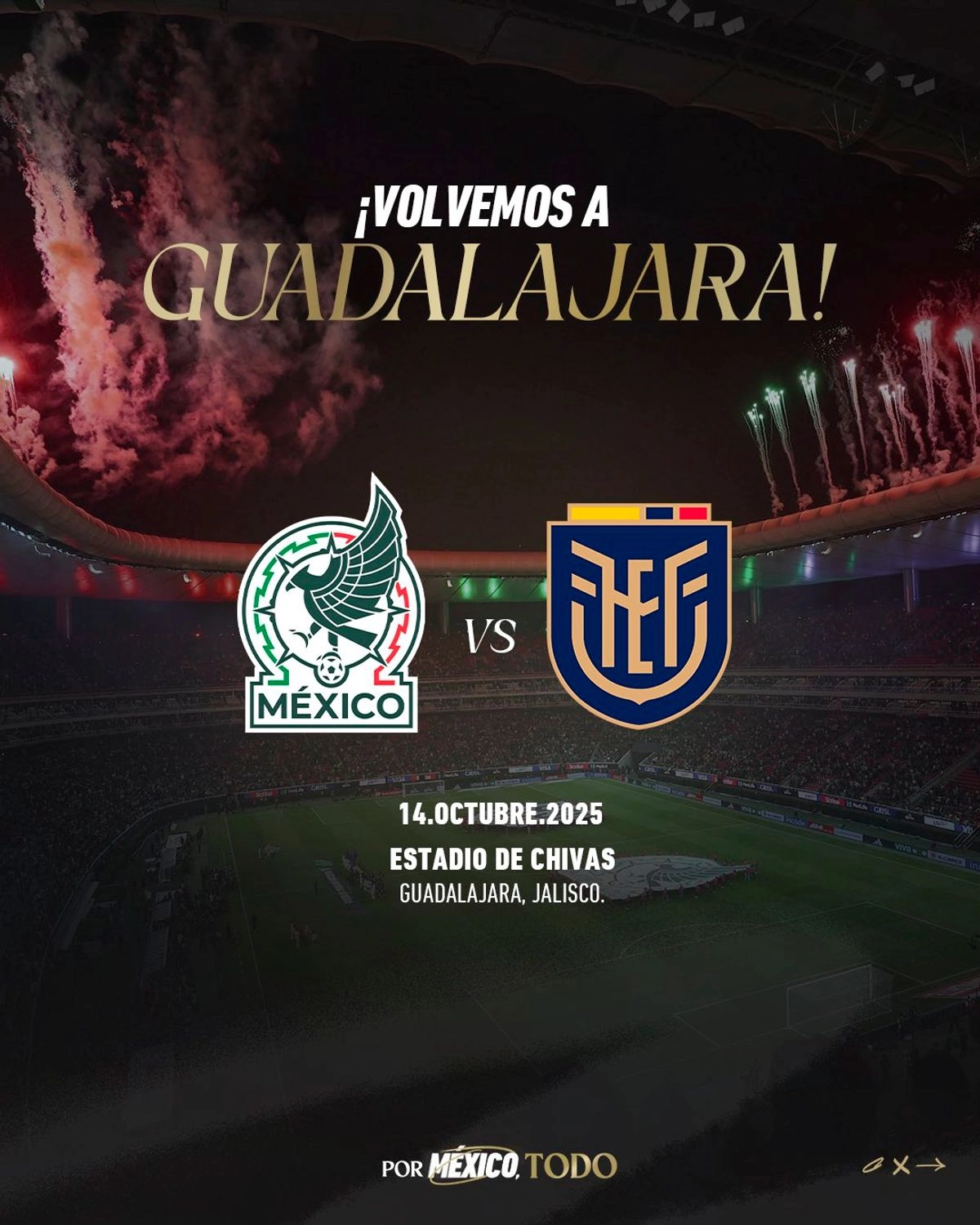 La selección mexicana visitó Guadalajara en octubre del año pasado para enfrentar a Estados Unidos en otro encuentro amistoso. Foto tomada de la cuenta de X 