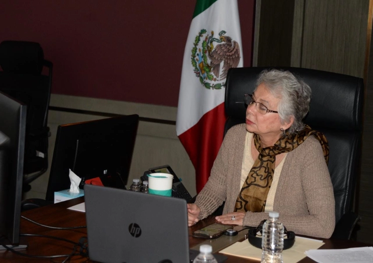 La secretaria de Gobernación, Olga Sánchez Cordero, advirtió que el camino frente a la pandemia aún es largo y se será “flexible” frente a las necesidades de cada entidad. Foto cortesía de la SG
