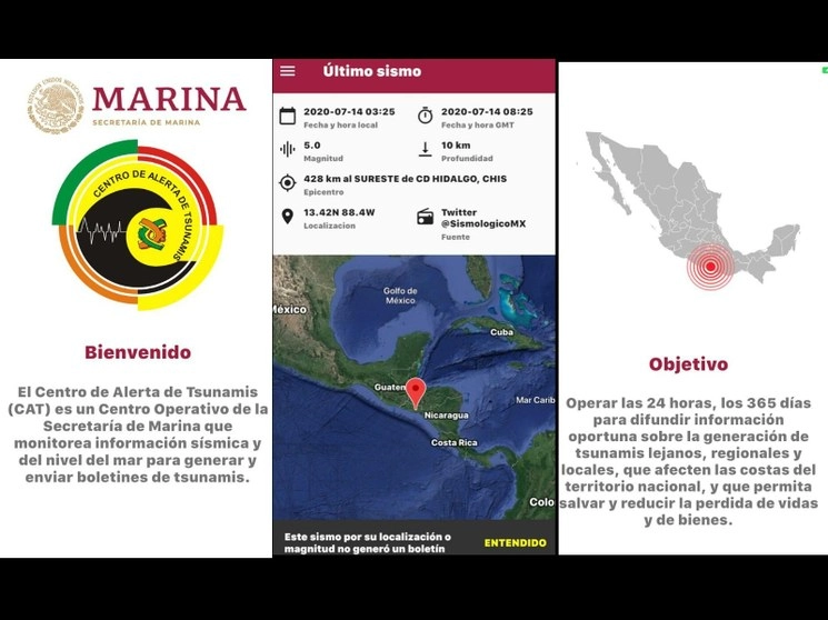 La Semmar lanzó una app que lanzará una alerta en caso de tsunami. Foto Semar
