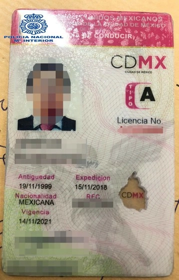 Imagen de la licencia proporcionada por la Policía Nacional. Foto @policia