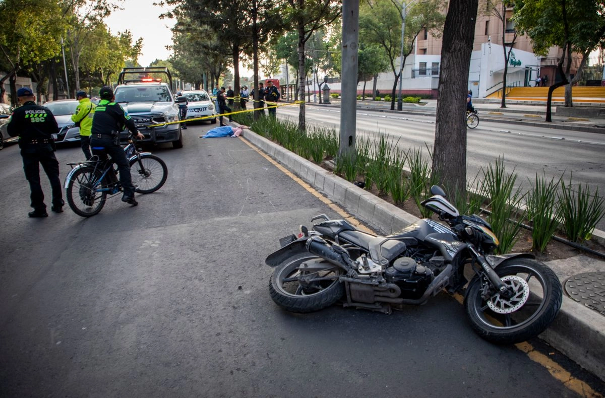 Una usuaria de Uber moto perdió la vida luego de que el conductor chocara contra un árbol en la Avenida Paseo de la Reforma, en CDMX. Foto 