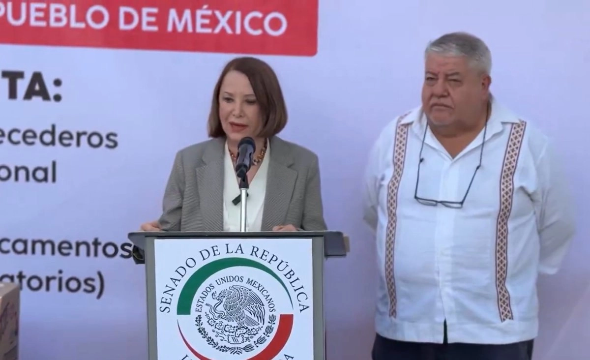 La presidenta del Senado, Laura Itzel Castillo encabezó la inauguración del centro de acopio. Fotograma tomado de video publicado en 