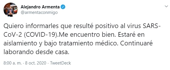 Imagen tomada de la cuenta en Twitter @armentaconmigo