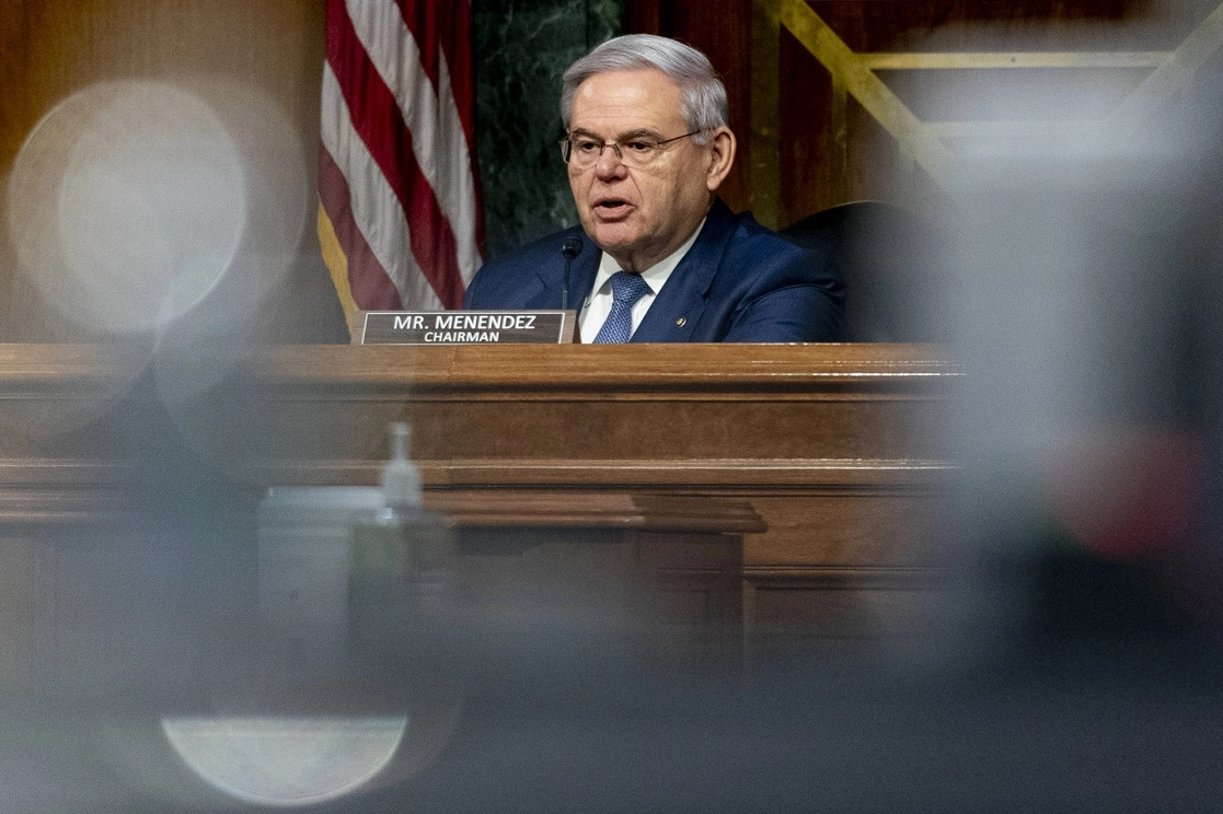El senador demócrata Bob Menendez, presidente del Comité de Relaciones Exteriores, durante una intervención en el Senado de EU. Foto Ap