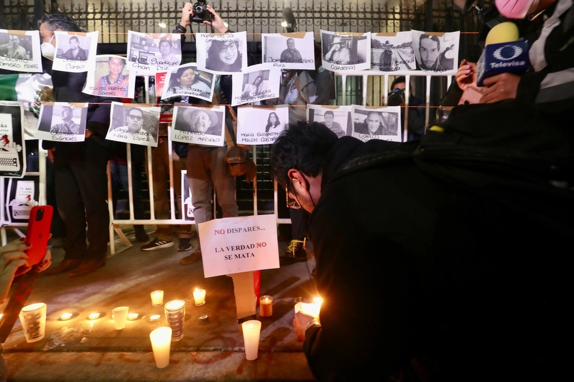 Movilización contra el asesinato de periodistas en México el 25 de enero de 2022. Foto Luis Castillo