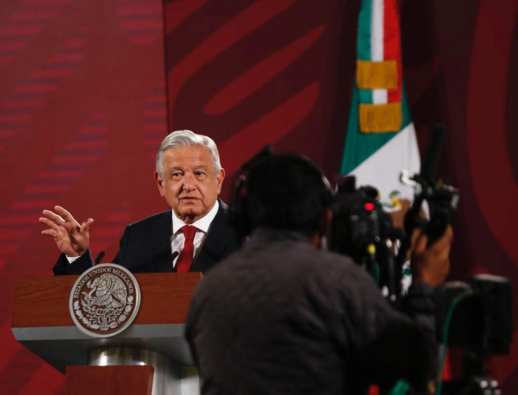 El presidente Andrés Manuel López Obrador en la conferencia matutina del 13 de abril de 2022. Foto Guillermo Sologuren