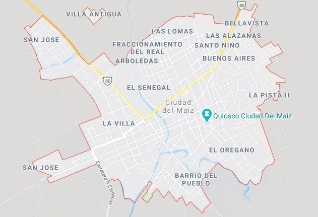 Los detenidos por su probable participación en la desaparición forzada de un joven de 26 años son policías de Ciudad del Maíz, SLP. Foto Google Maps
