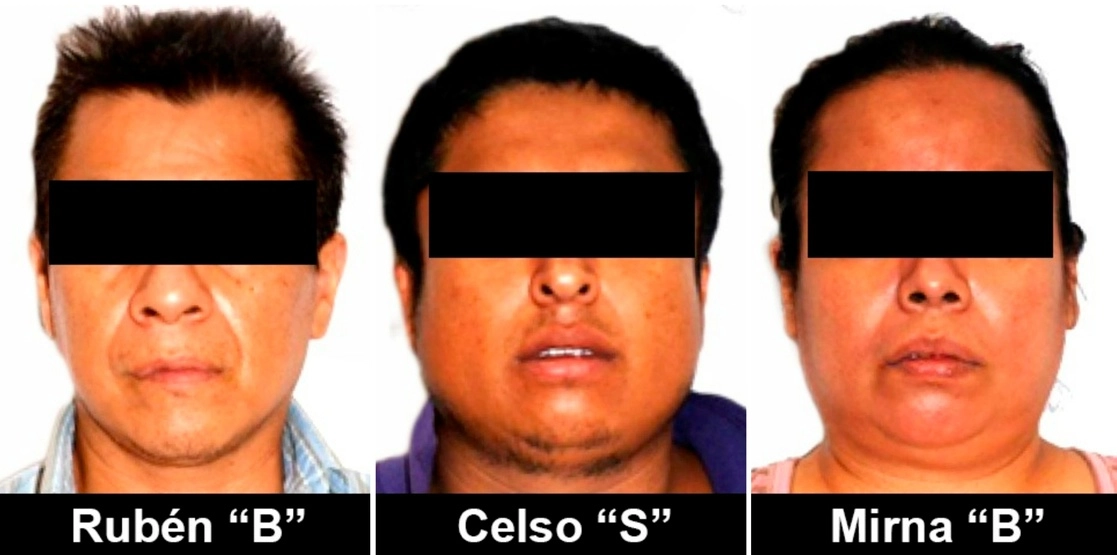 Tres de los integrantes de 'Los Rojos' que fueron sentenciados. Imagen difundida por la Fiscalía General de la República