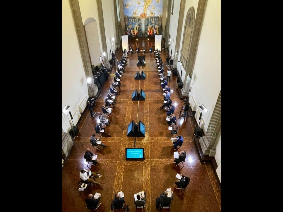 Vista de la LIII Reunión Ordinaria del Consejo Nacional de Autoridades Educativas, el 12 de agosto de 2021. Foto tomada del Facebook de @SEPmx
