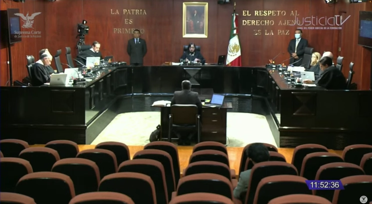 Durante la sesión pública del pleno de la Suprema Corte de Justicia de la Nación, el 16 de mayo de 2023. Imagen tomada de la transmisión en vivo por YouTube
