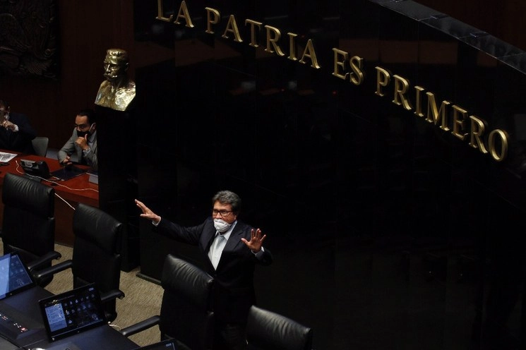 Ricardo Monreal, presidente de la Jucopo, durante la sesión en el Senado del pasado 20 de abril de 2020. Foto Cristina Rodríguez