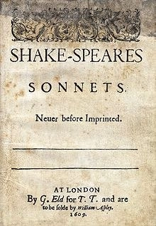 Edición de 1609 de los Sonetos de Shakespeare. Imagen tomada de 
http://www.folger.edu/imgdtl.cfm?, a través de Wikipedia