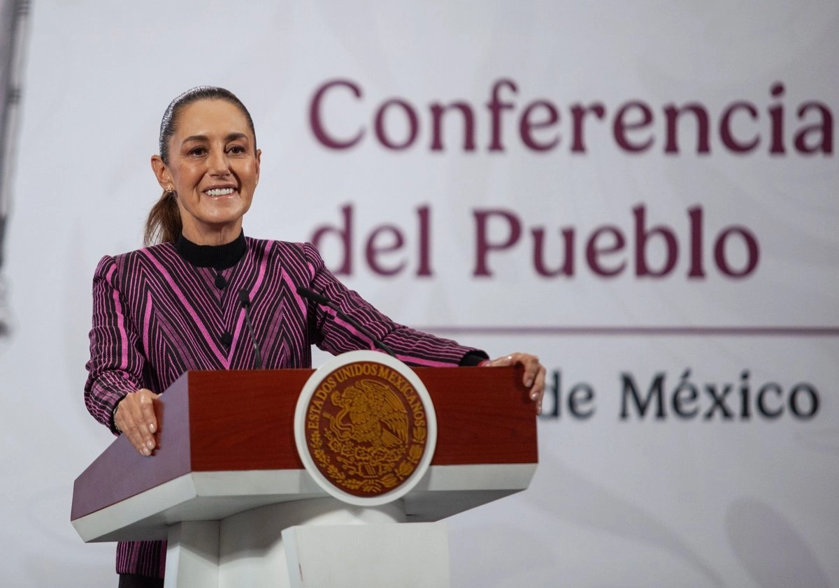 Claudia Sheinbaum Pardo, presidenta de México, durante conferencia de prensa en Palacio Nacional.